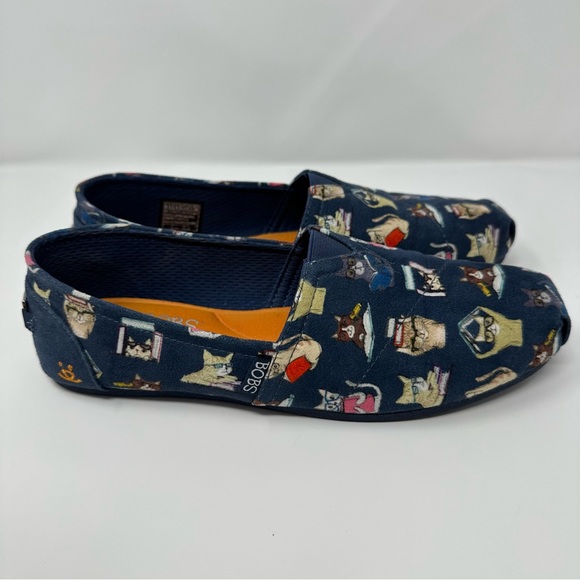 Skechers BOBS for Cats Blue Slip-On Shoes women’s 8.5. Cats with glasses, books - Picture 6 of 16